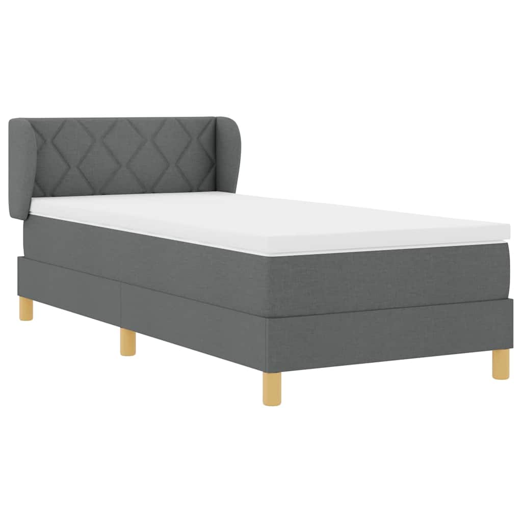 Postel S Boxspringem S Čelo Tmavě Šedá 100 X 200 Cm Textil