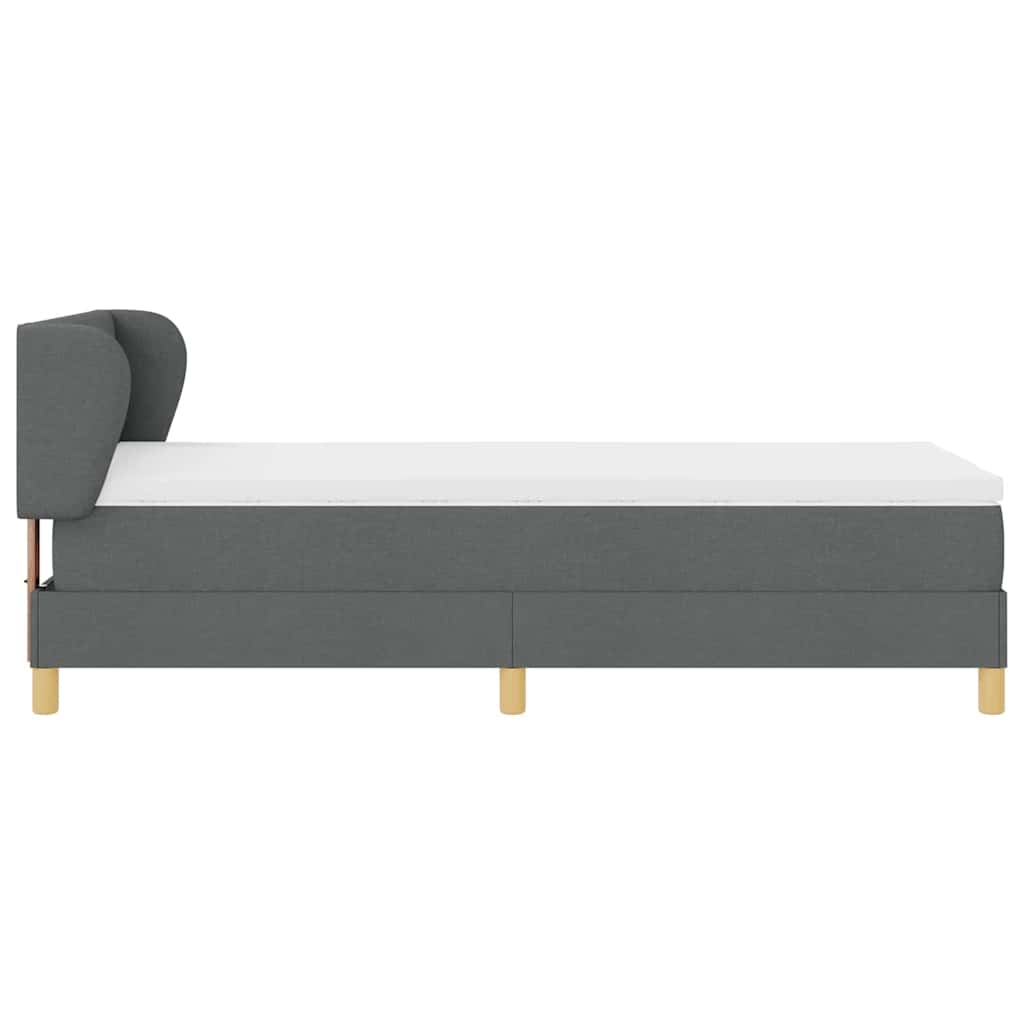 Postel S Boxspringem S Čelo Tmavě Šedá 100 X 200 Cm Textil