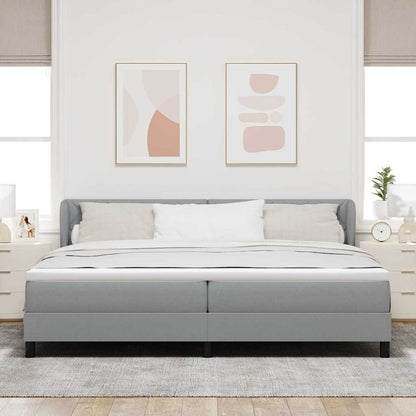 Postel S Boxspringem S Čelo Světle Šedá 200 X 200 Cm Textil