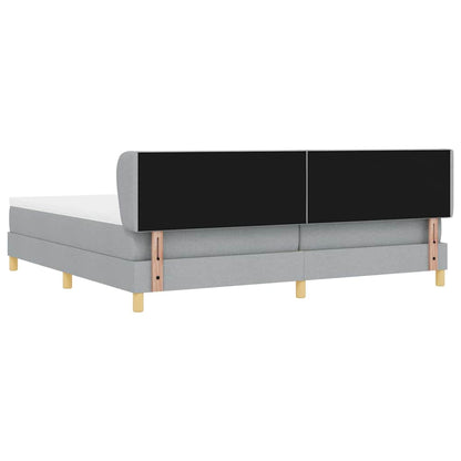 Postel S Boxspringem S Čelo Světle Šedá 200 X 200 Cm Textil