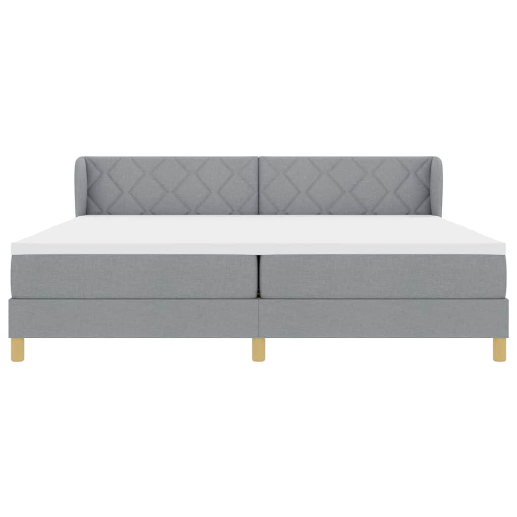 Postel S Boxspringem S Čelo Světle Šedá 200 X 200 Cm Textil
