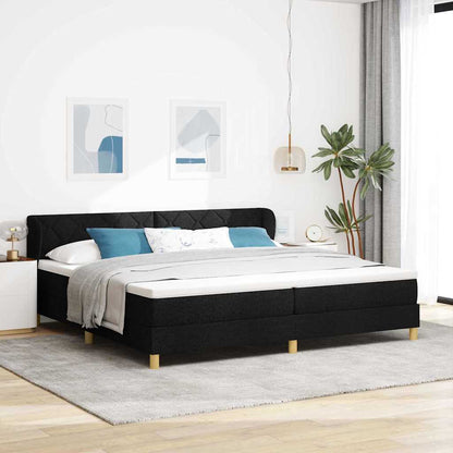 Postel S Boxspringem S Čelo Černá 200 X 200 Cm Textil