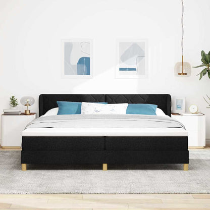 Postel S Boxspringem S Čelo Černá 200 X 200 Cm Textil