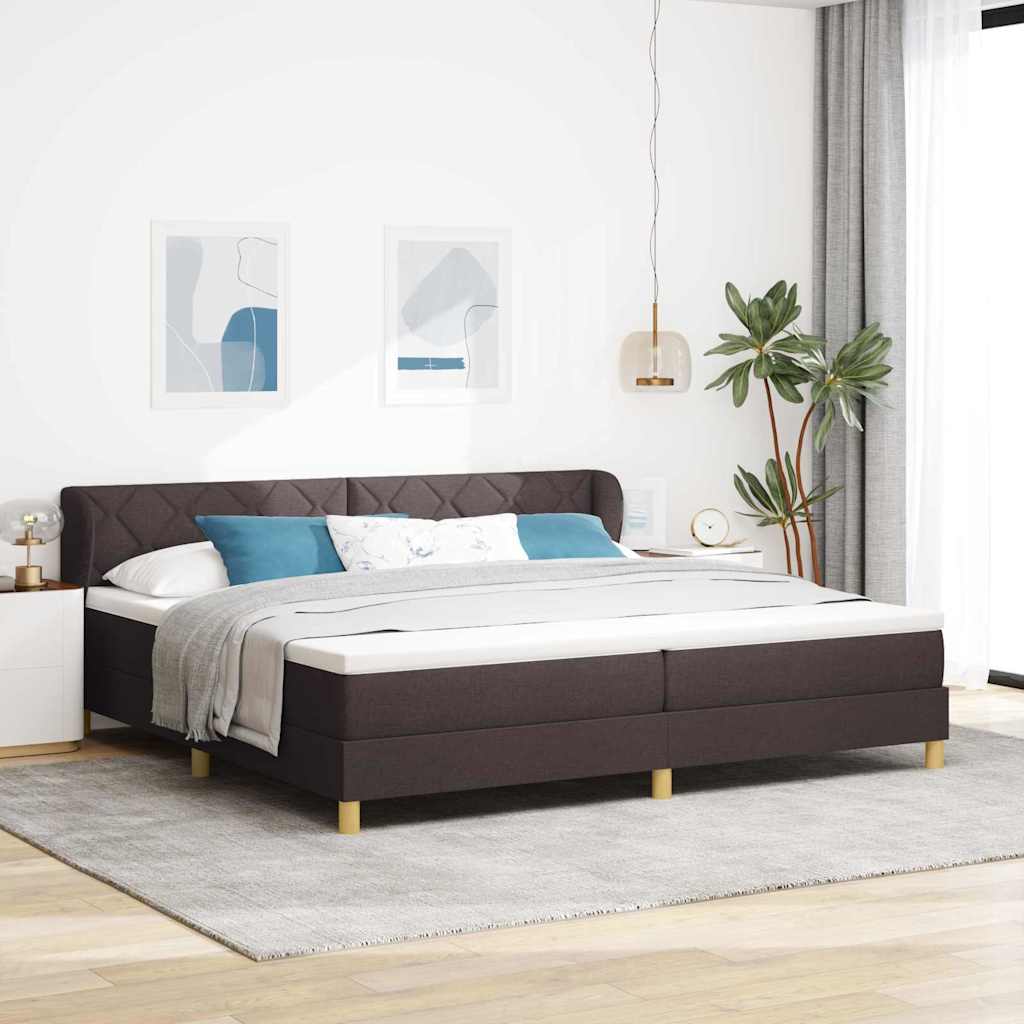 Postel S Boxspringem S Čelo Tmavě Hnědá 200 X 200 Cm Textil