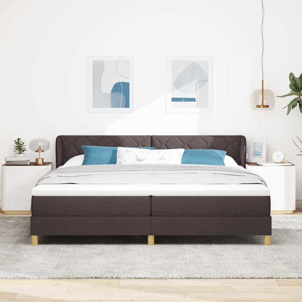Postel S Boxspringem S Čelo Tmavě Hnědá 200 X 200 Cm Textil