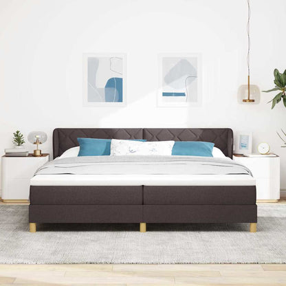 Postel S Boxspringem S Čelo Tmavě Hnědá 200 X 200 Cm Textil