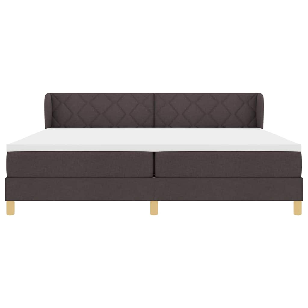 Postel S Boxspringem S Čelo Tmavě Hnědá 200 X 200 Cm Textil