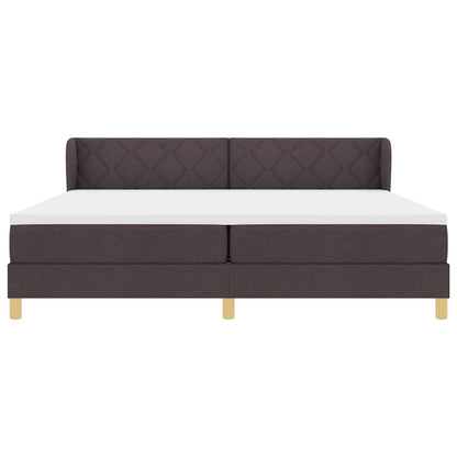 Postel S Boxspringem S Čelo Tmavě Hnědá 200 X 200 Cm Textil