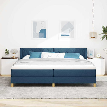 Postel S Boxspringem S Čelo Modrá 200 X 200 Cm Textil