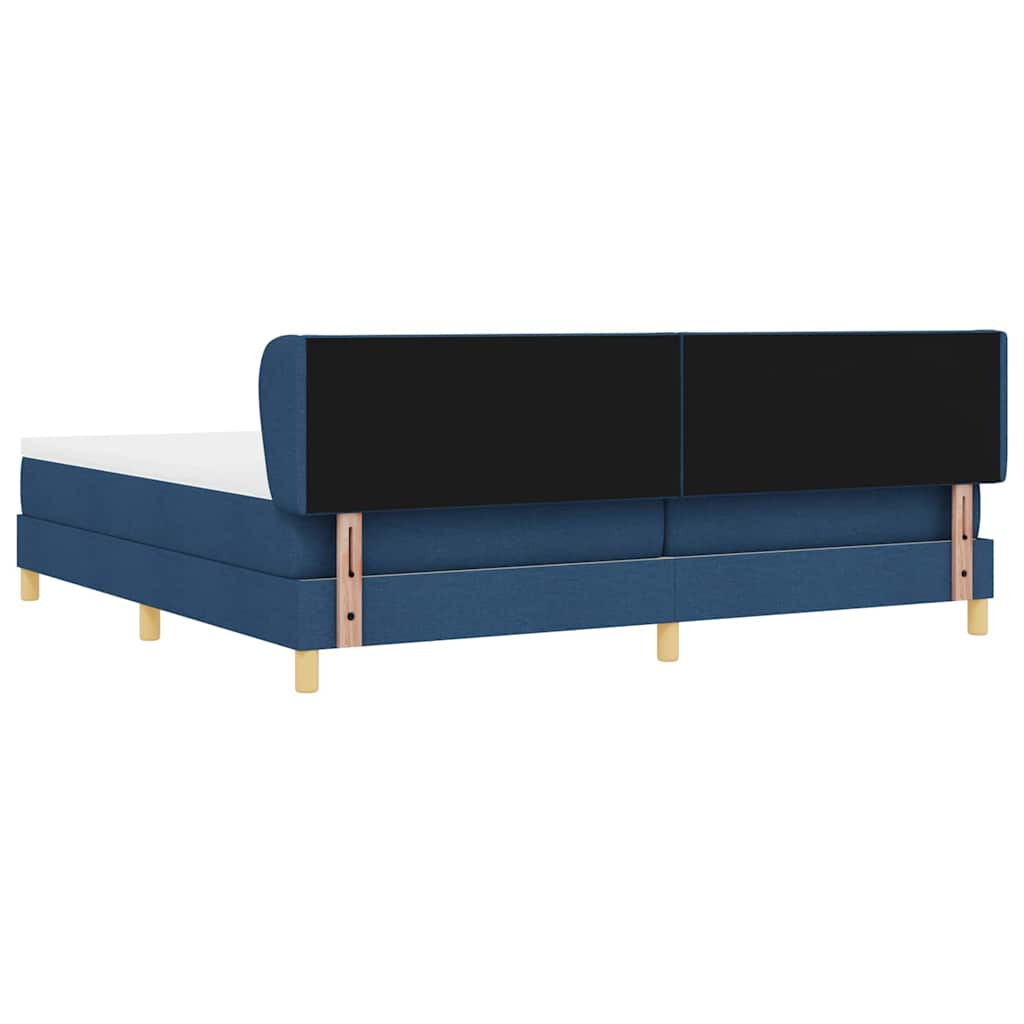 Postel S Boxspringem S Čelo Modrá 200 X 200 Cm Textil