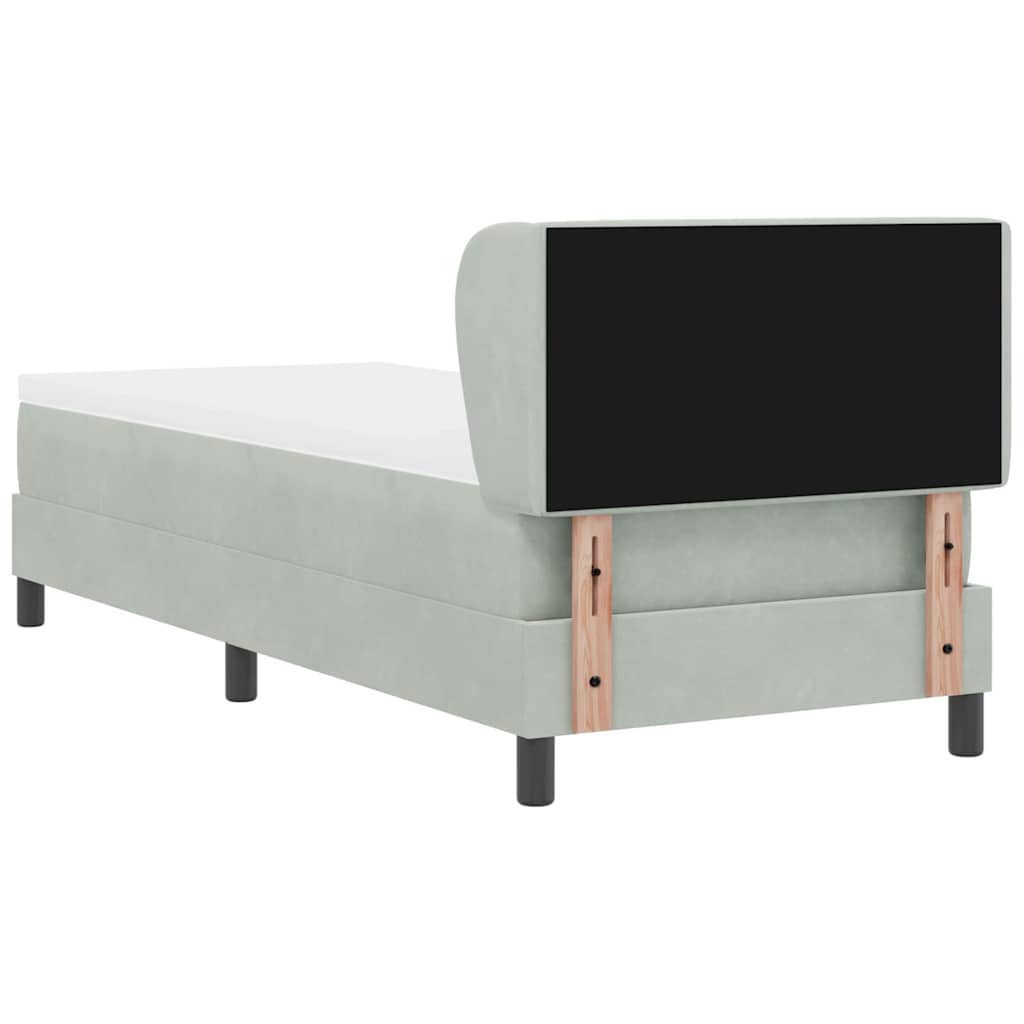 Postel S Boxspringem S Čelo Světle Šedá 80 X 200 Cm Samet