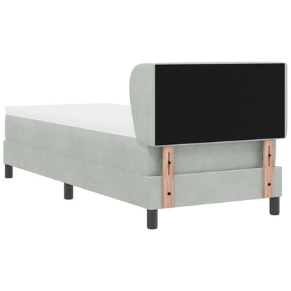 Postel S Boxspringem S Čelo Světle Šedá 80 X 200 Cm Samet