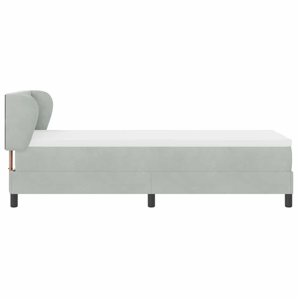 Postel S Boxspringem S Čelo Světle Šedá 80 X 200 Cm Samet