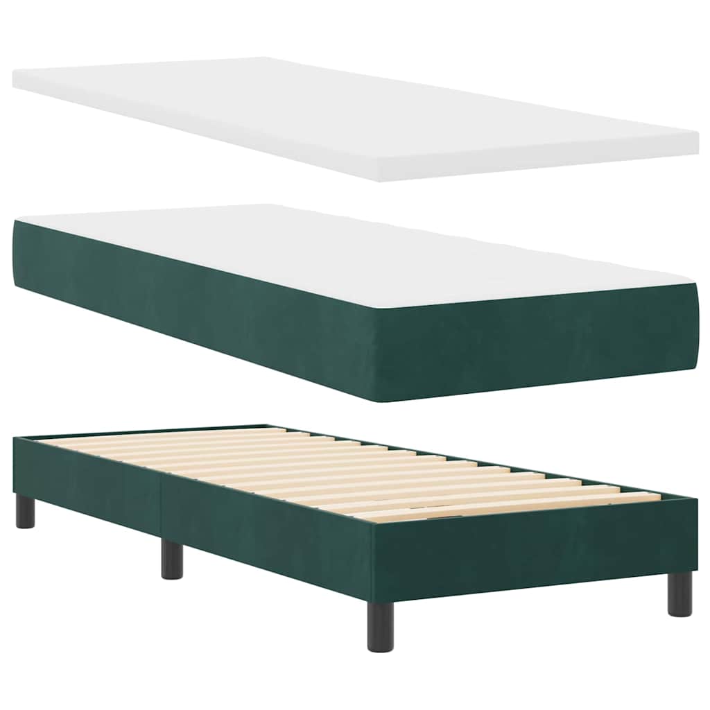 Postel S Boxspringem S Čelo Tmavě Zelená 80 X 200 Cm Samet