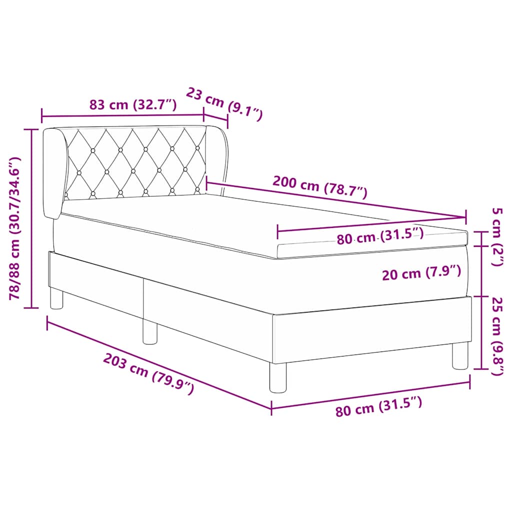 Postel S Boxspringem S Čelo Tmavě Zelená 80 X 200 Cm Samet