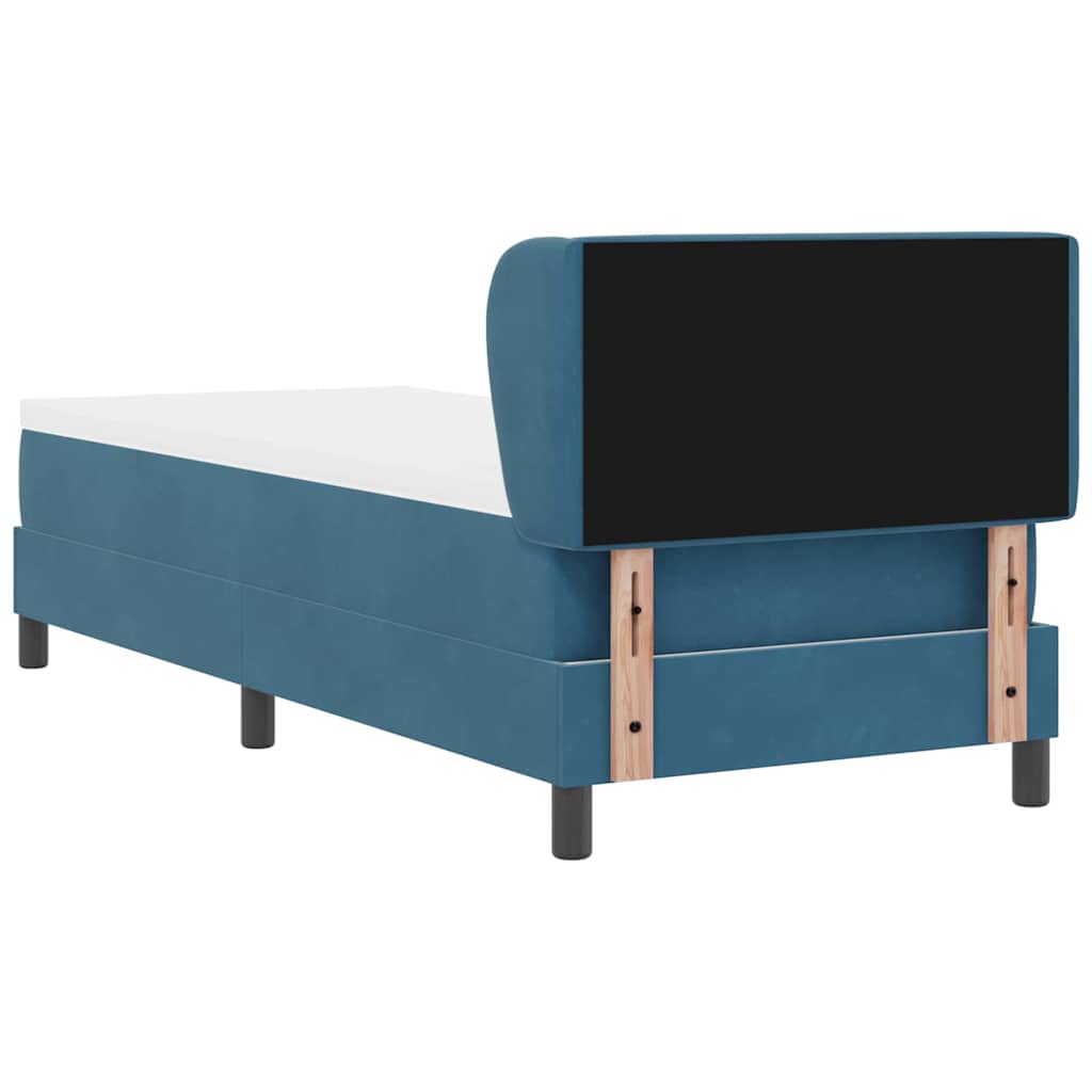 Postel S Boxspringem S Čelo Tmavě Moddrá 80 X 200 Cm Samet