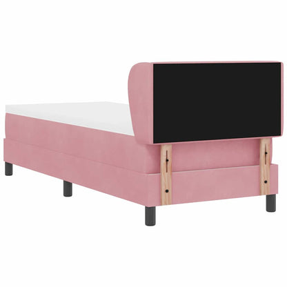 Postel S Boxspringem S Čelo Růžová 80 X 200 Cm Samet