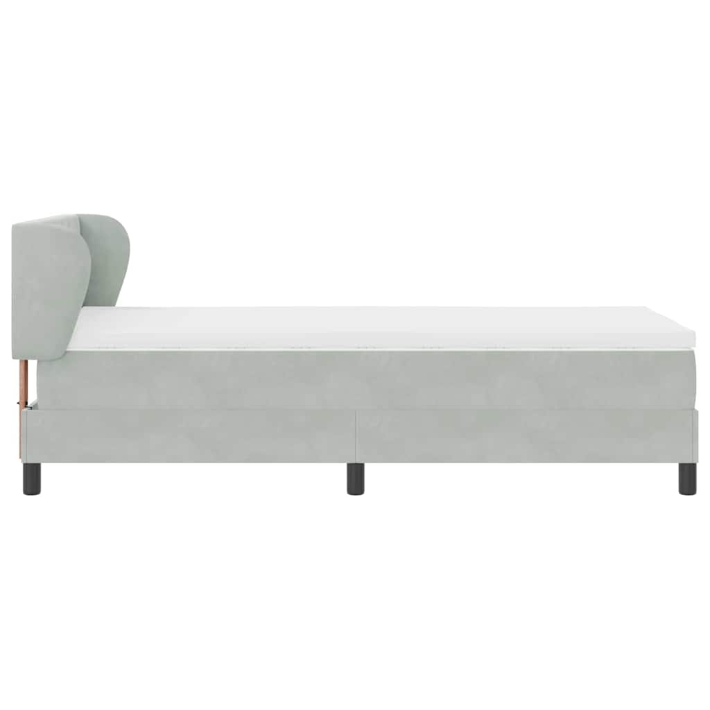 Postel S Boxspringem S Čelo Světle Šedá 90 X 190 Cm Samet