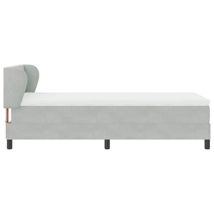 Postel S Boxspringem S Čelo Světle Šedá 90 X 190 Cm Samet