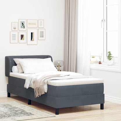 Postel S Boxspringem S Čelo Tmavě Šedá 90 X 190 Cm Samet