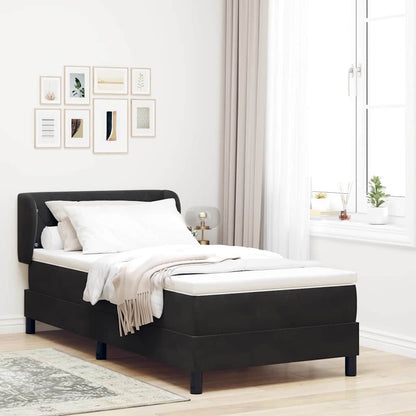 Postel S Boxspringem S Čelo Černá 90 X 190 Cm Samet