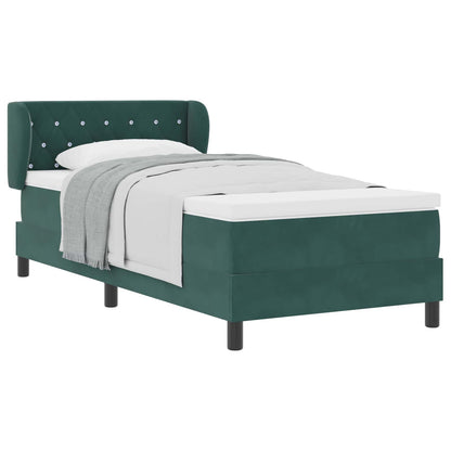 Postel S Boxspringem S Čelo Tmavě Zelená 90 X 190 Cm Samet