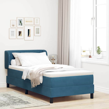 Postel S Boxspringem S Čelo Tmavě Moddrá 90 X 190 Cm Samet