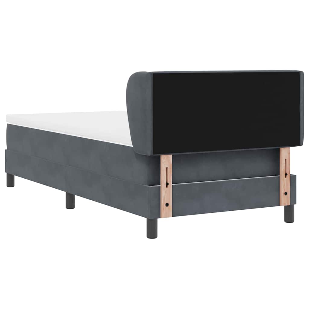 Postel S Boxspringem S Čelo Tmavě Šedá 90 X 200 Cm Samet