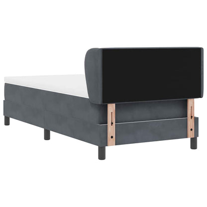 Postel S Boxspringem S Čelo Tmavě Šedá 90 X 200 Cm Samet