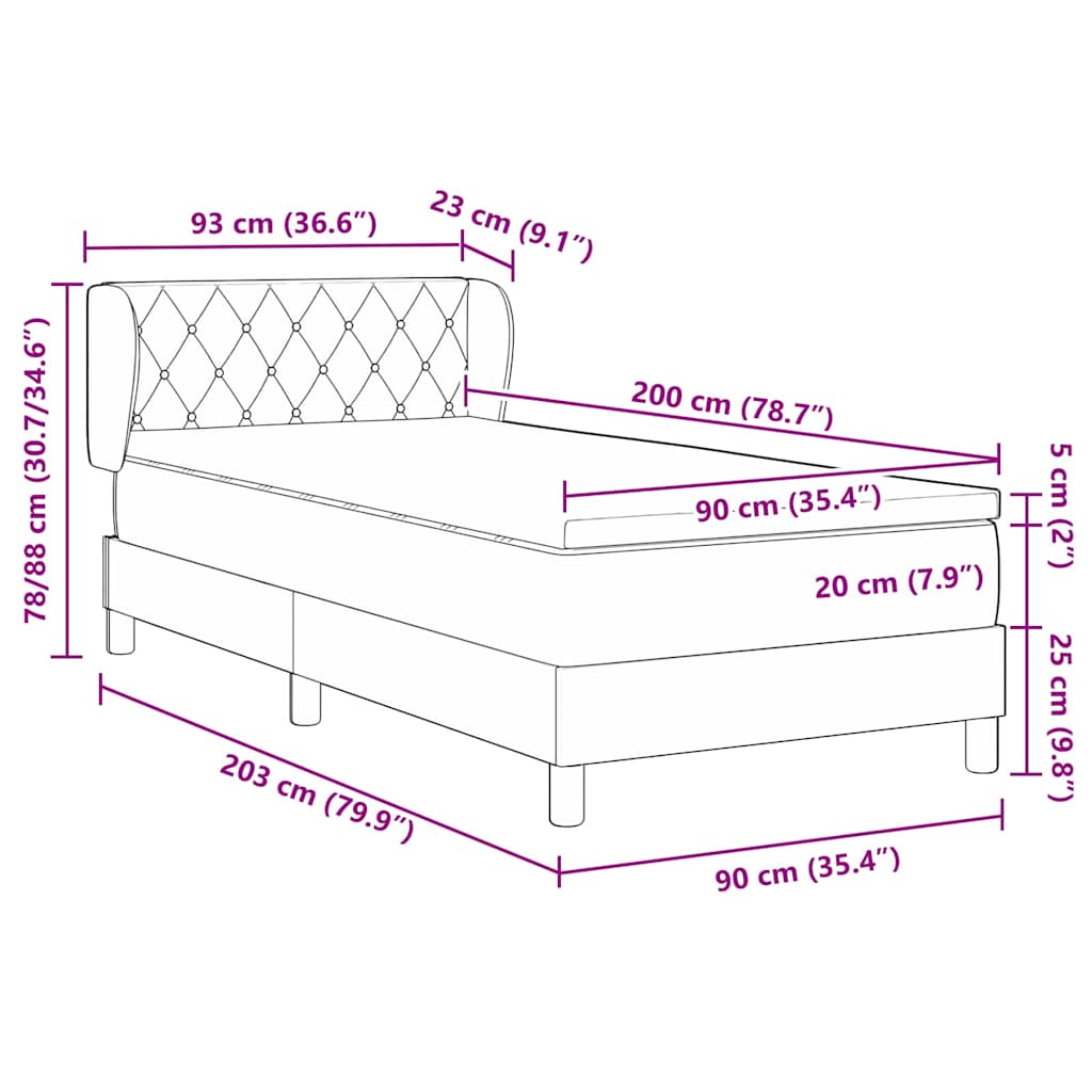 Postel S Boxspringem S Čelo Tmavě Zelená 90 X 200 Cm Samet