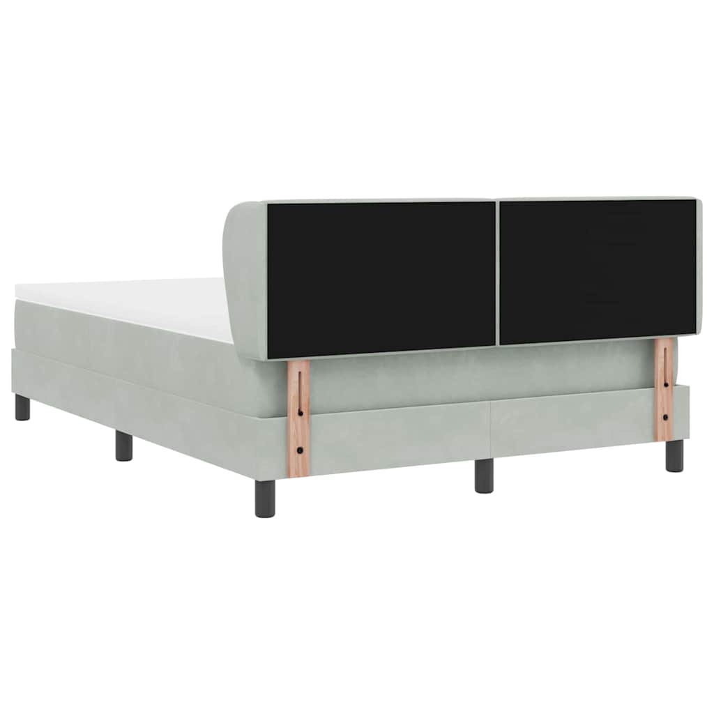 Postel S Boxspringem S Čelo Světle Šedá 140 X 190 Cm Samet
