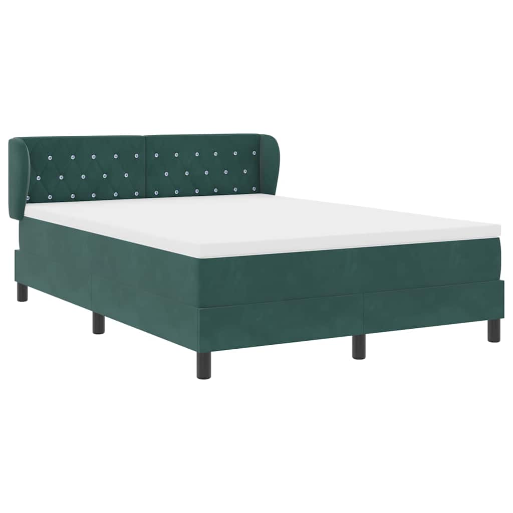 Postel S Boxspringem S Čelo Tmavě Zelená 140 X 190 Cm Samet
