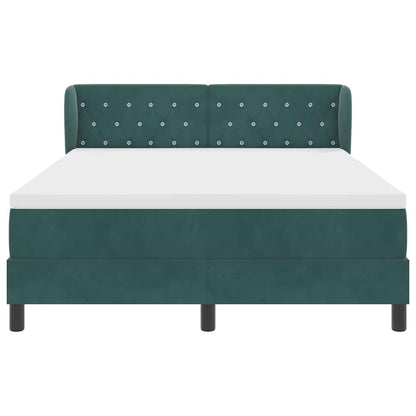 Postel S Boxspringem S Čelo Tmavě Zelená 140 X 190 Cm Samet