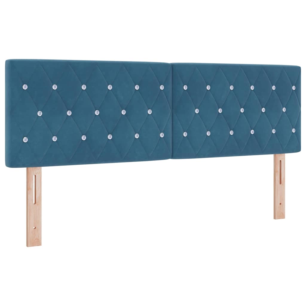 Postel S Boxspringem S Čelo Tmavě Moddrá 140 X 190 Cm Samet