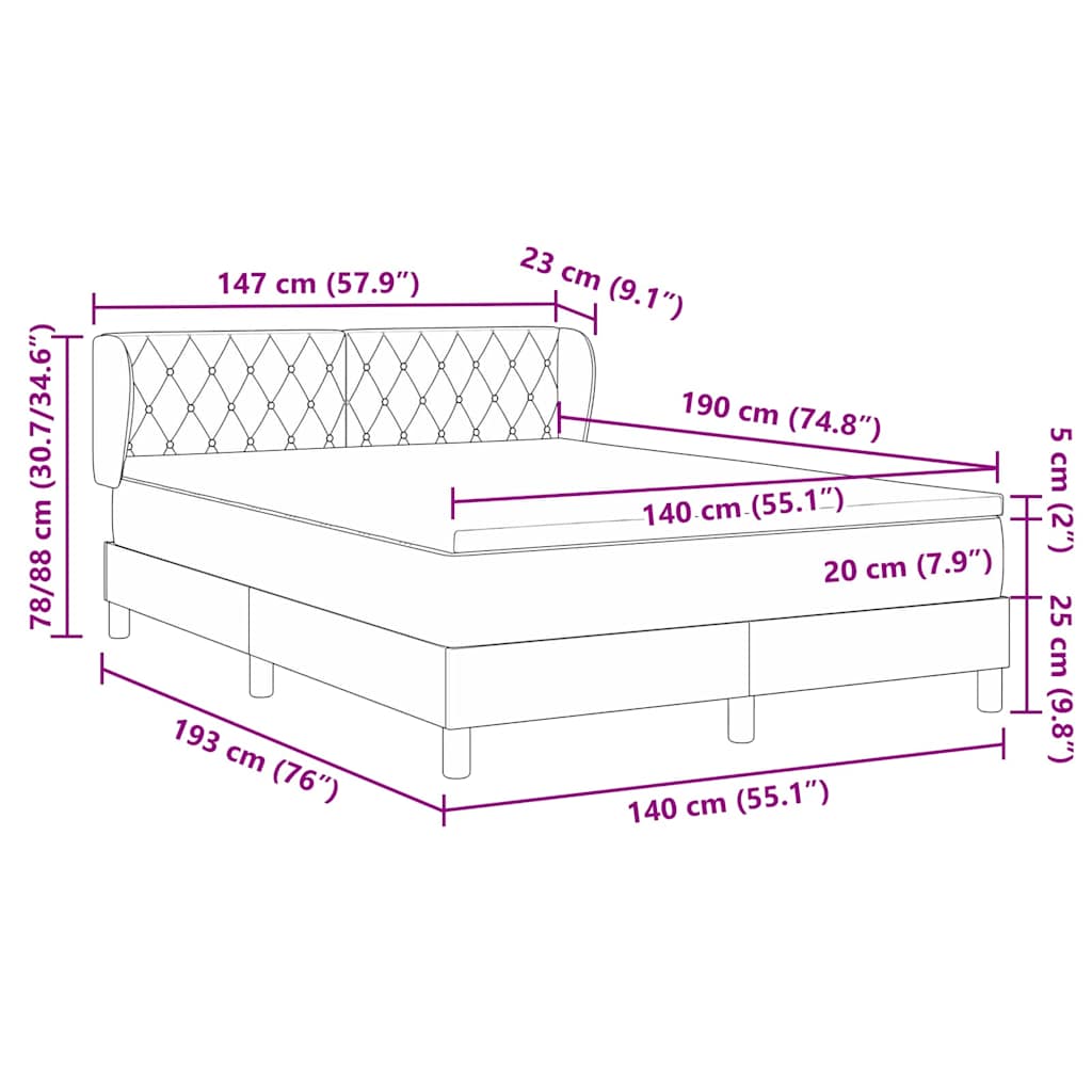Postel S Boxspringem S Čelo Tmavě Moddrá 140 X 190 Cm Samet