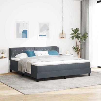 Postel S Boxspringem S Čelo Tmavě Šedá 180 X 200 Cm Samet