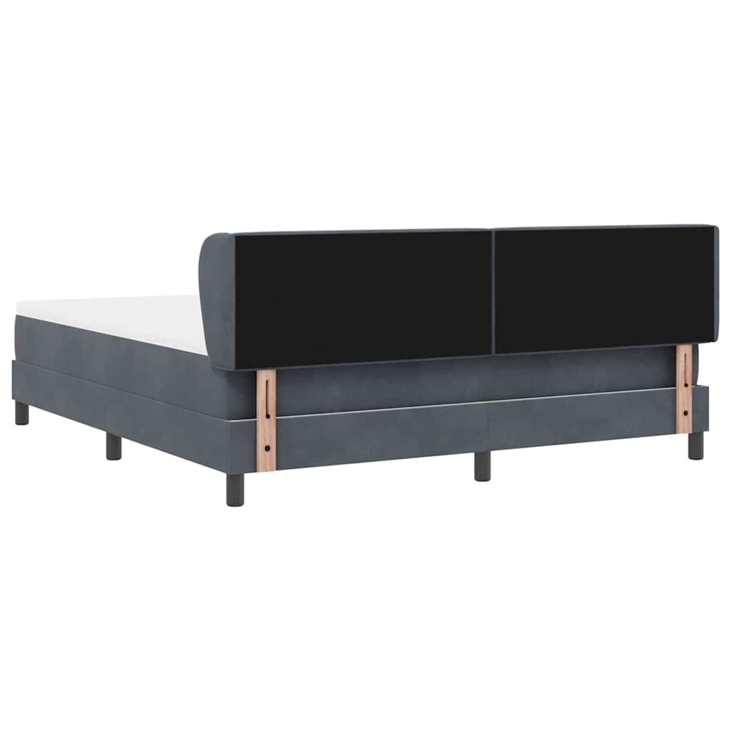 Postel S Boxspringem S Čelo Tmavě Šedá 180 X 200 Cm Samet