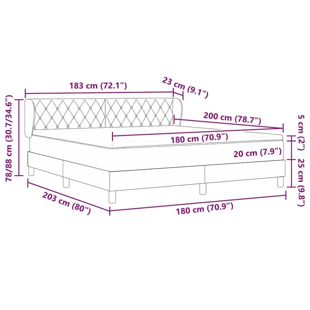 Postel S Boxspringem S Čelo Tmavě Šedá 180 X 200 Cm Samet