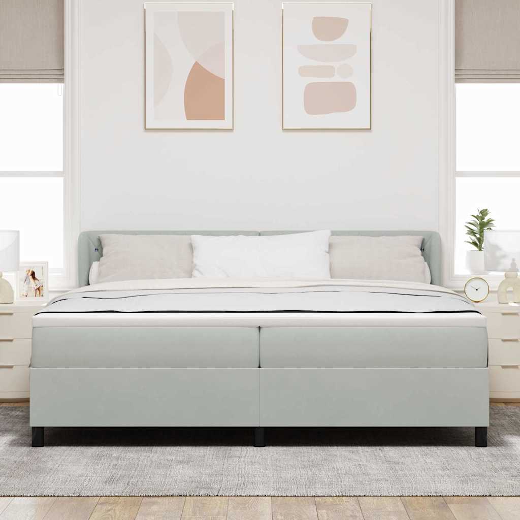 Postel S Boxspringem S Matrací Světle Šedá 200 X 200 Cm Samet