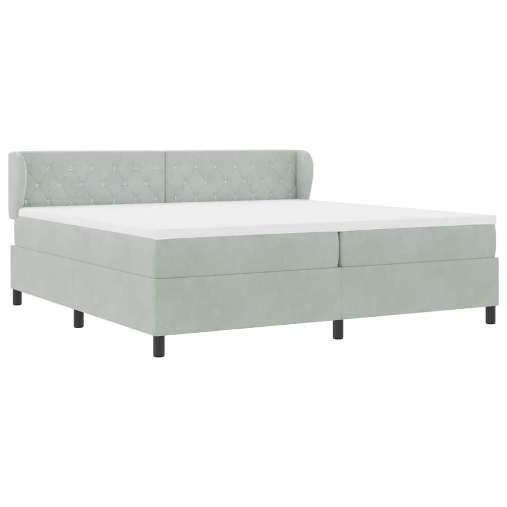 Postel S Boxspringem S Matrací Světle Šedá 200 X 200 Cm Samet