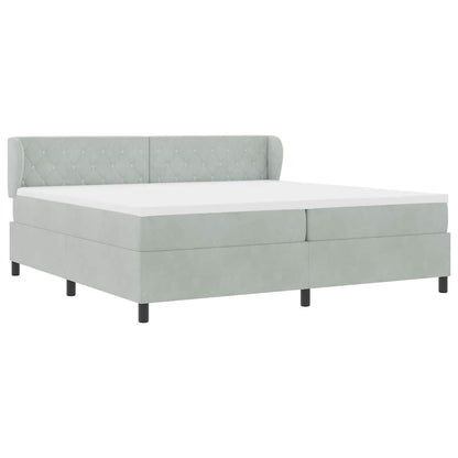 Postel S Boxspringem S Matrací Světle Šedá 200 X 200 Cm Samet