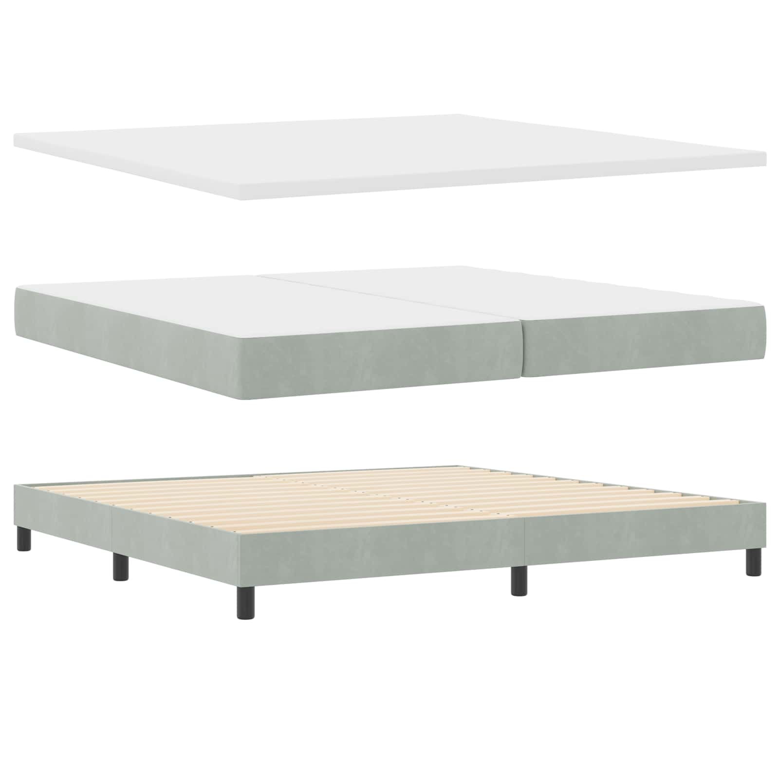 Postel S Boxspringem S Matrací Světle Šedá 200 X 200 Cm Samet