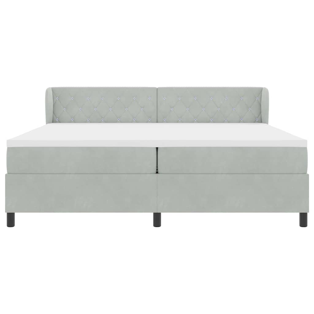 Postel S Boxspringem S Matrací Světle Šedá 200 X 200 Cm Samet