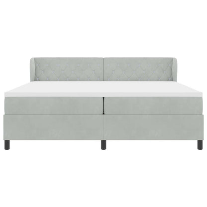 Postel S Boxspringem S Matrací Světle Šedá 200 X 200 Cm Samet