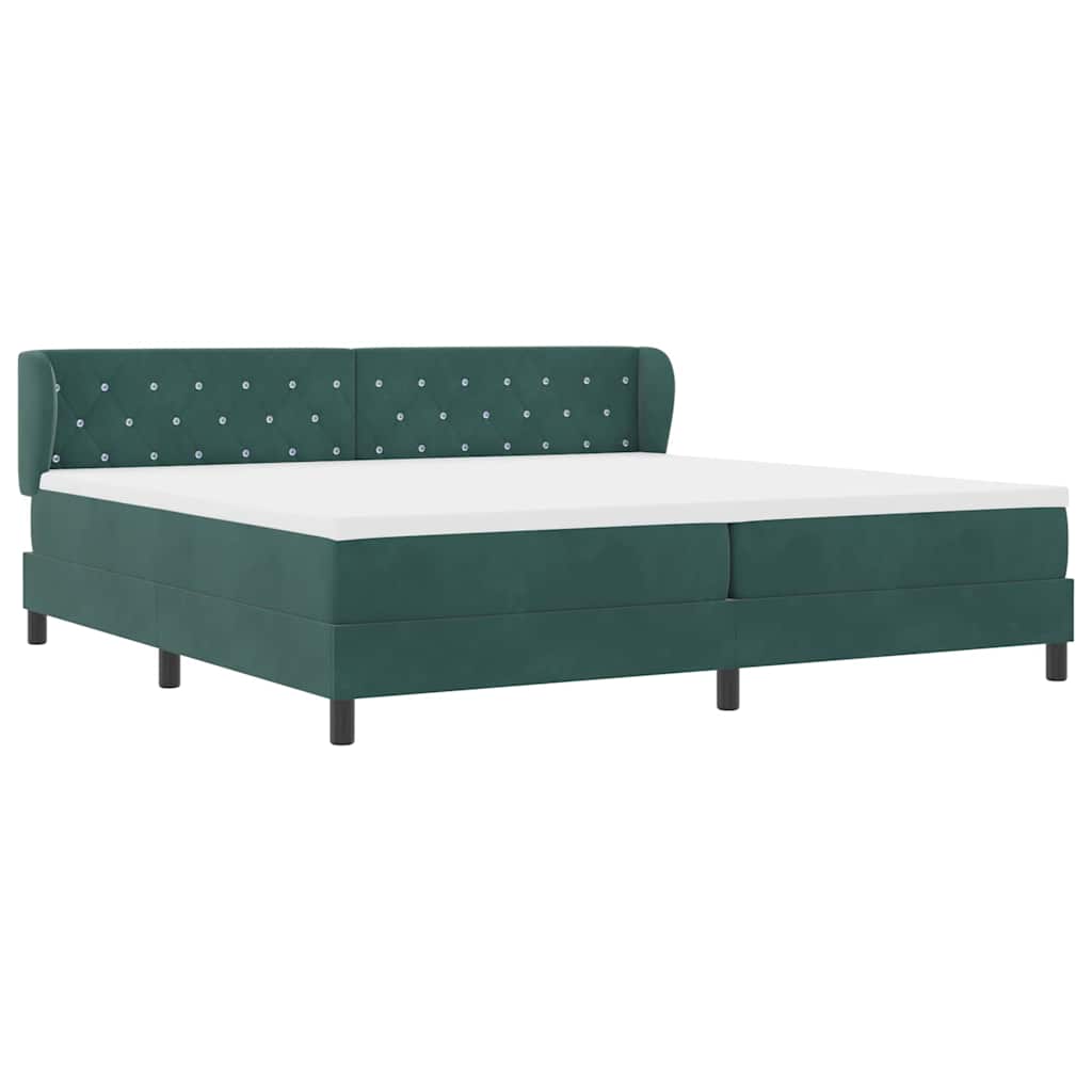 Postel S Boxspringem S Matrací Tmavě Zelená 200 X 200 Cm Samet