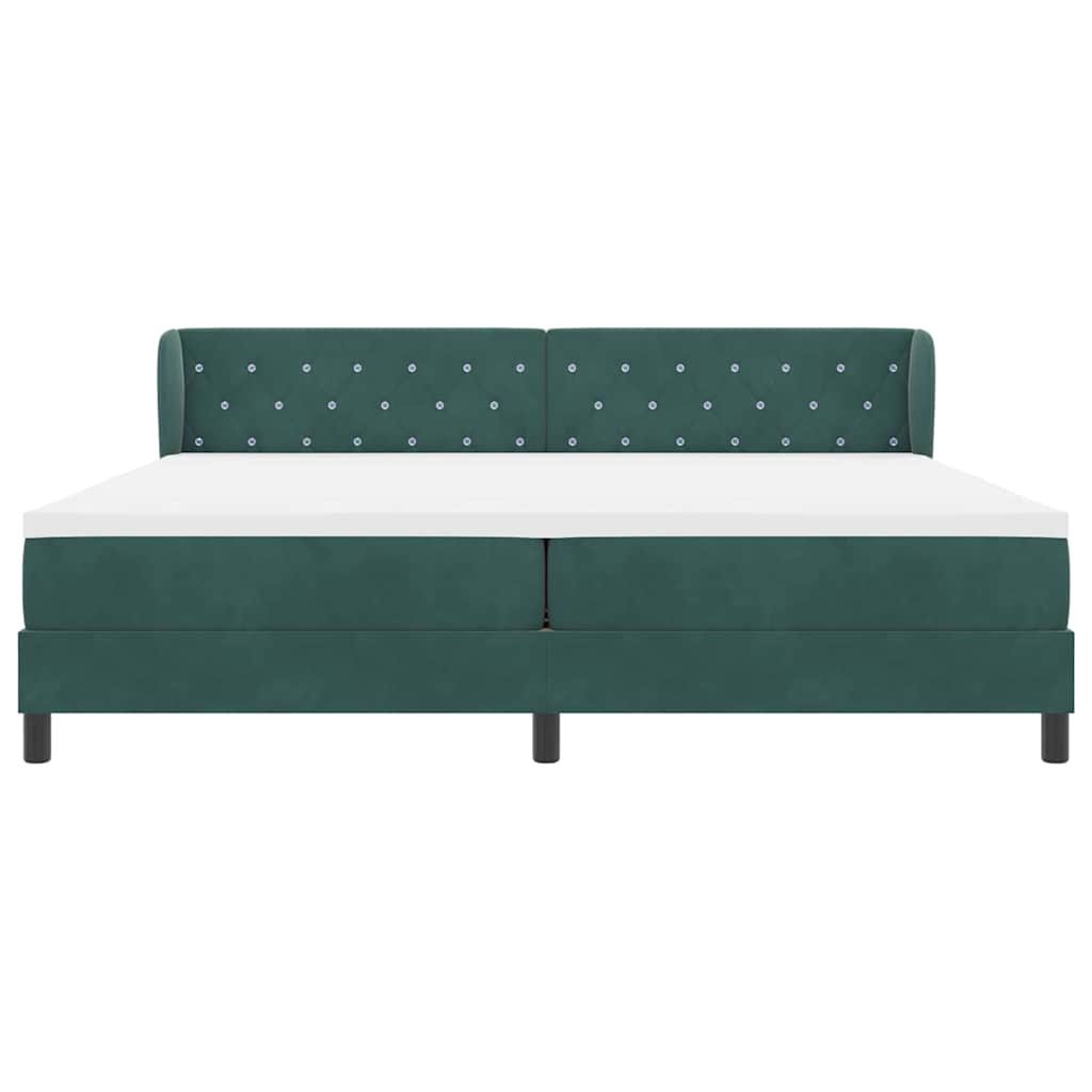 Postel S Boxspringem S Matrací Tmavě Zelená 200 X 200 Cm Samet