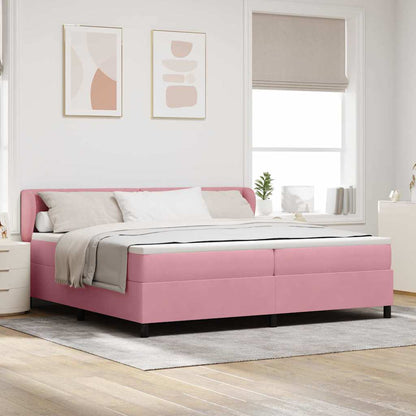 Postel S Boxspringem S Čelo Růžová 200 X 200 Cm Samet