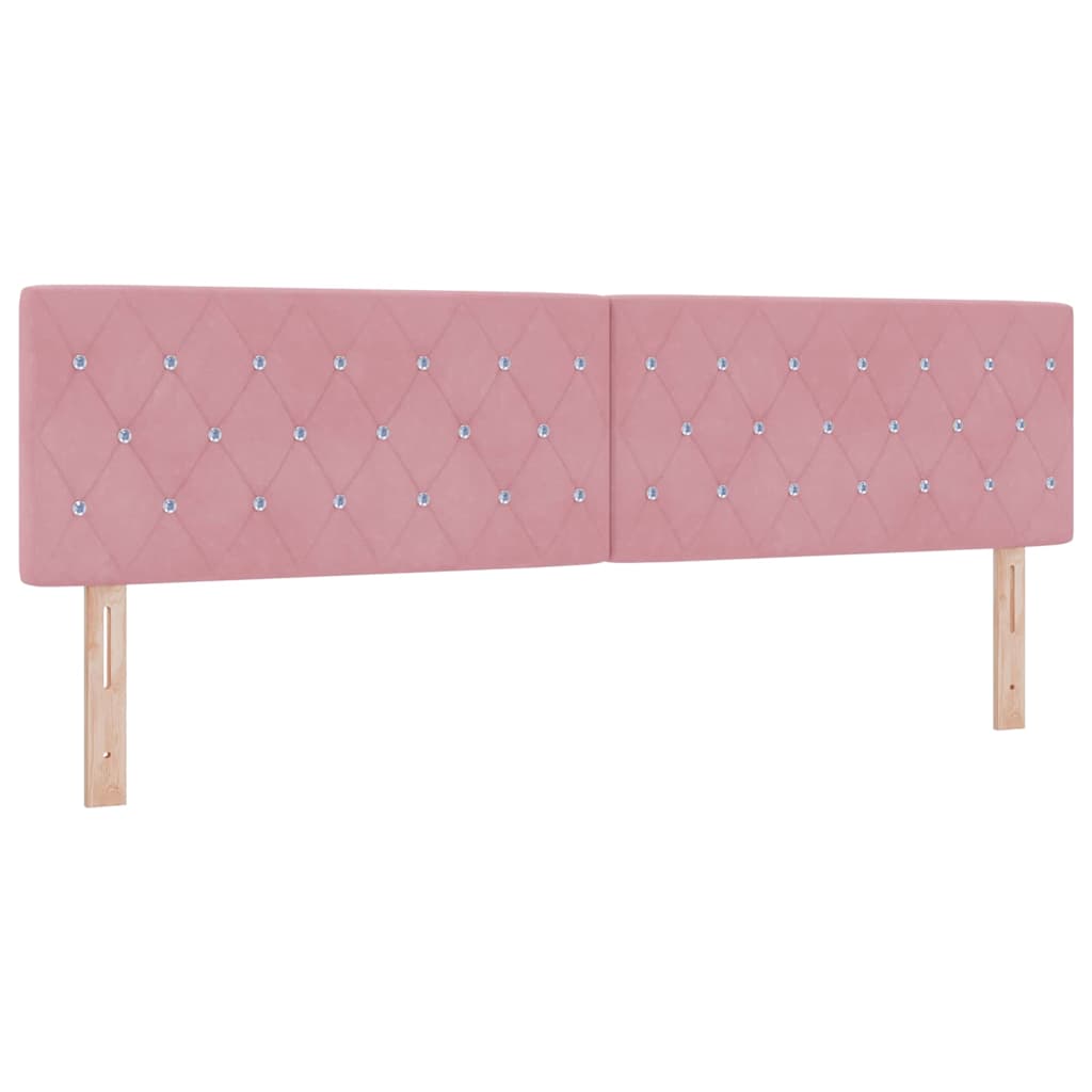 Postel S Boxspringem S Čelo Růžová 200 X 200 Cm Samet