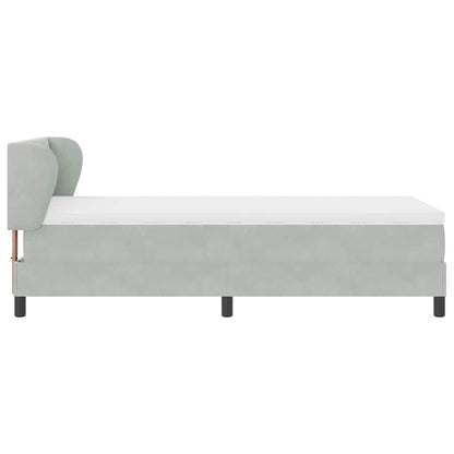 Postel S Boxspringem S Čelo Světle Šedá 90 X 190 Cm Samet