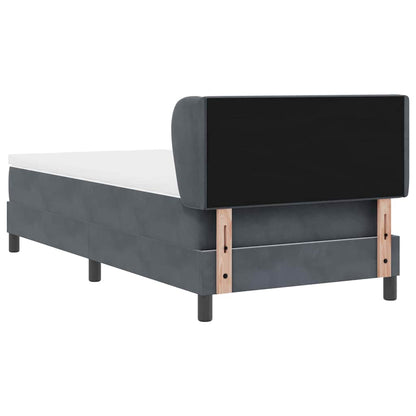 Postel S Boxspringem S Čelo Tmavě Šedá 90 X 190 Cm Samet